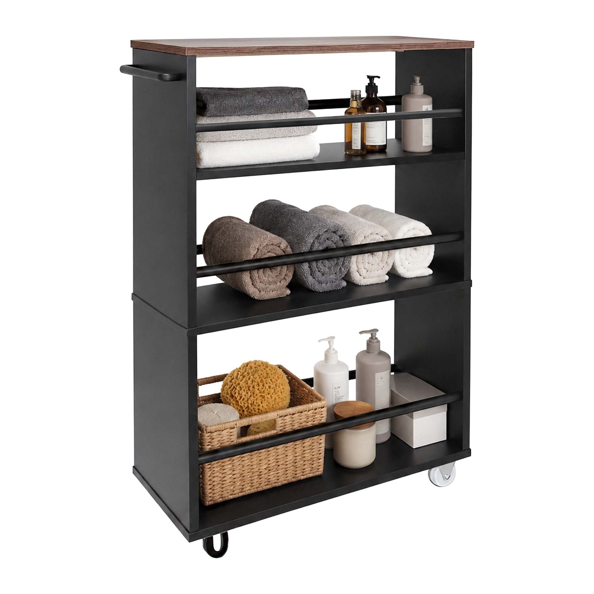 4 Tier Slim Trolley Black - Engineered Wood Iron 229384418