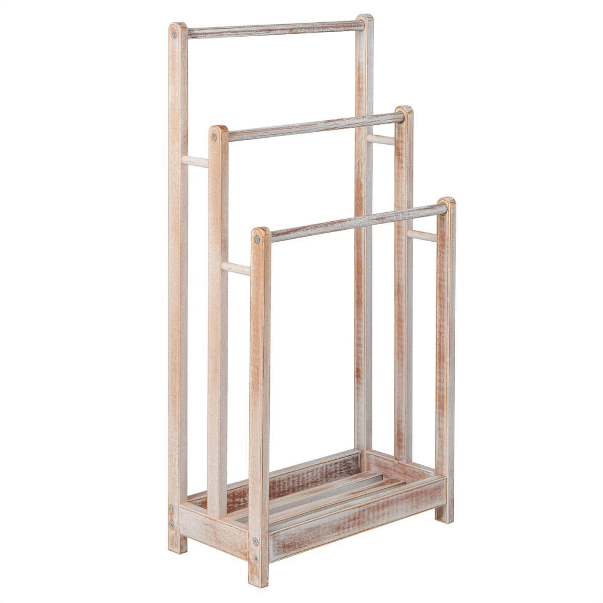 Bambus-badezimmer-auffrischungsset (3-teilig) – Schmaler Schrank, Handtuchhalter Aus Holz Und Hoher Wäschekorb