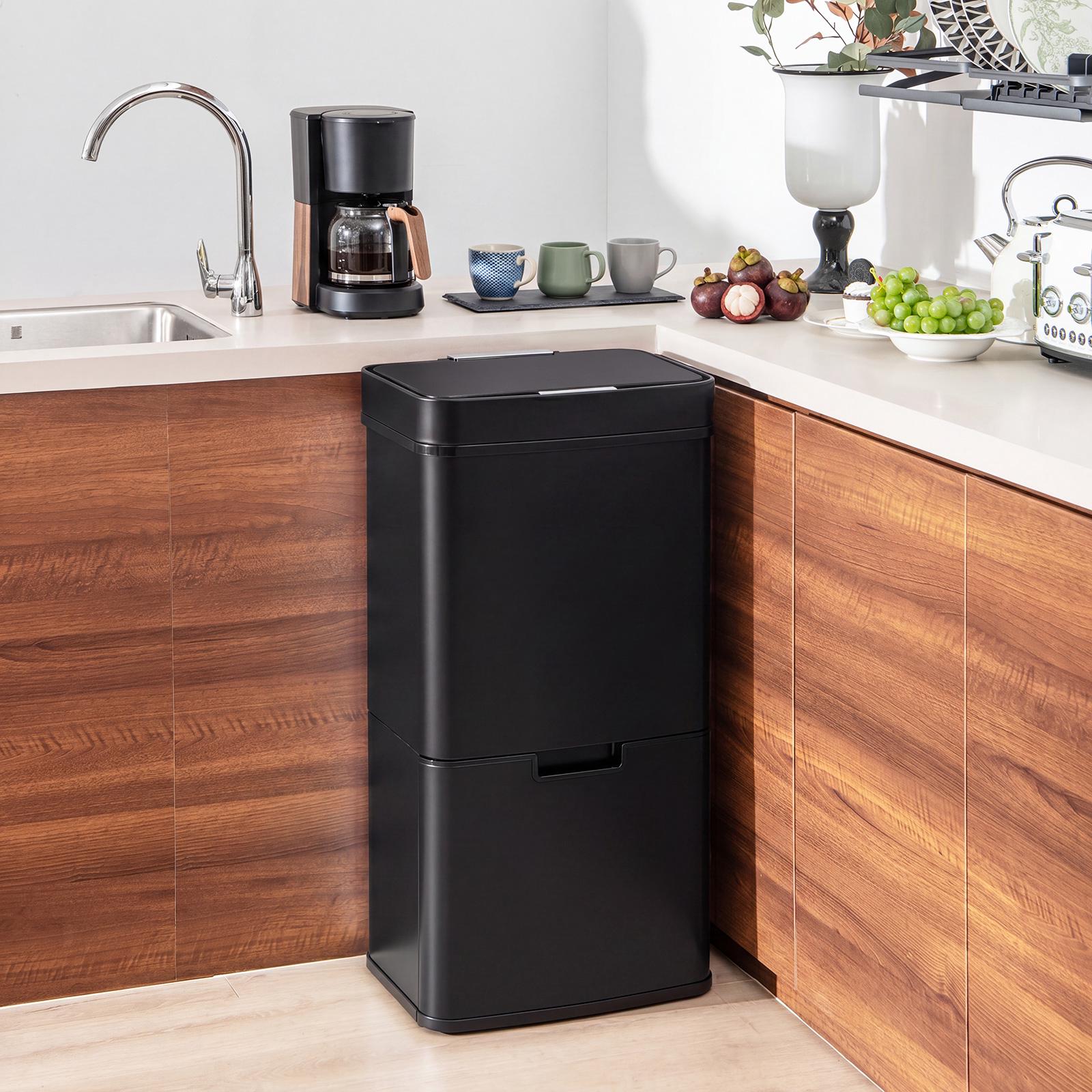 72l Stainless Steel Sensor Bin With Recycling Compartments 227542898