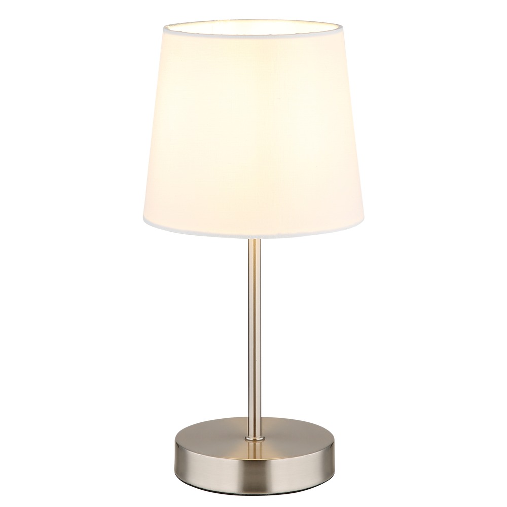 Tischleuchte Wohnzimmerlampe Nachttischleuchte Schalter Silber Metall H 32 Cm