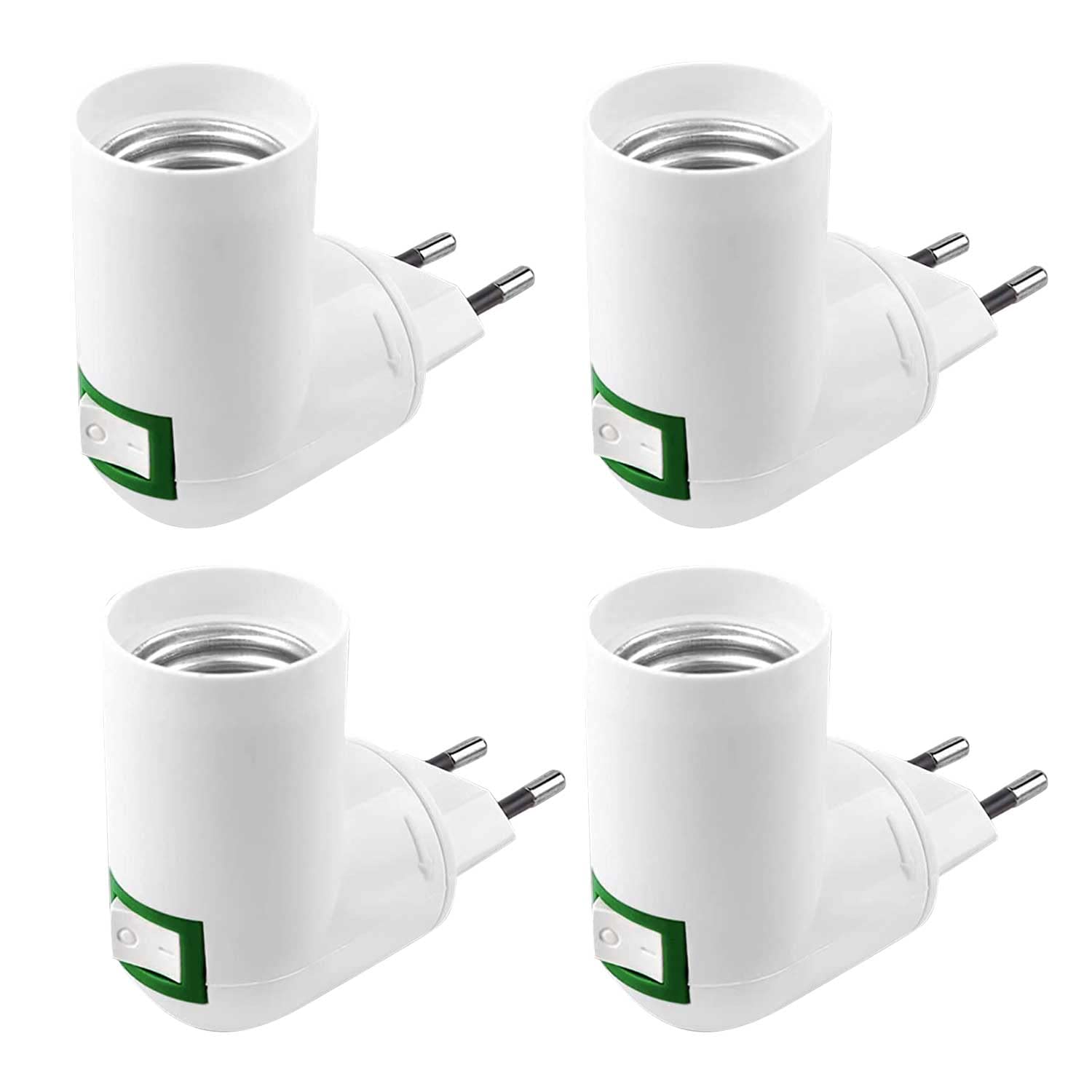 E27-fassung Mit Schalter Und Eu-stecker, 4-teiliges Set, Lichtadapter Für Led- Oder Halogenlampen, Ideal Für Akzentbeleuchtung In Küchen Oder Werkstätten