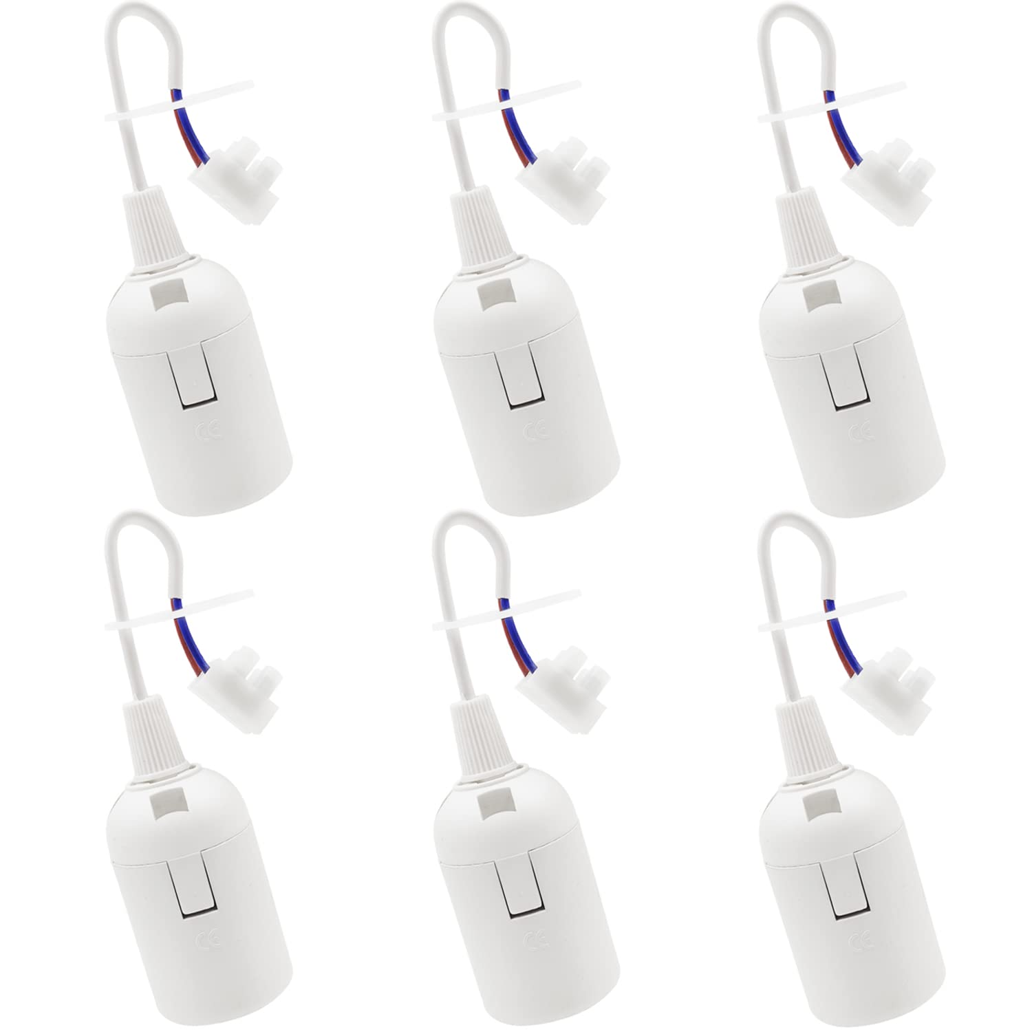 Weiße E27-fassung Mit Integriertem Kabel Und Schalter, Fassung Für Led- Oder Halogenlampen, 4a 250v, 6er-pack.