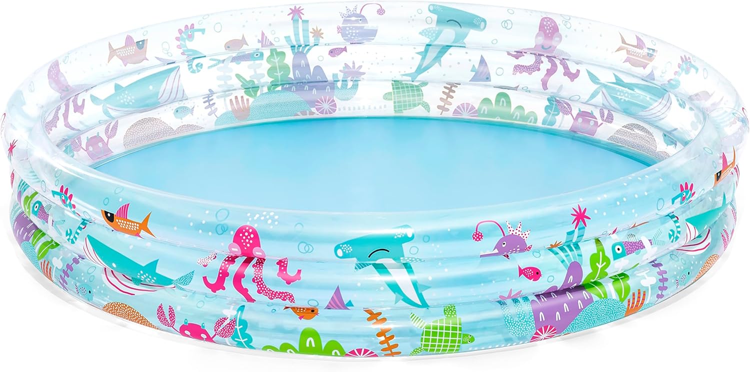 Aufblasbares Planschbecken Für Kinder „tiefsee-abenteuer“ Mit 3 Ringen – 183 Cm X 183 Cm X 33 Cm – Mehrfarbig