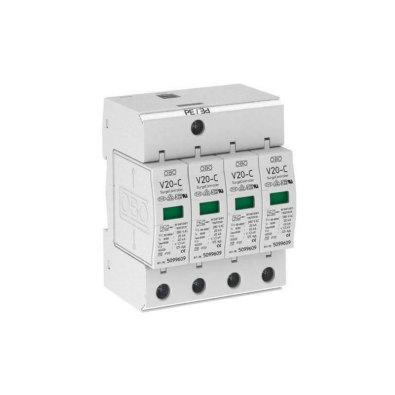 Obo Bettermann 5094627 Überspannungsschutz V20, 4-polige Ausführung V20-c 4-280/280 V