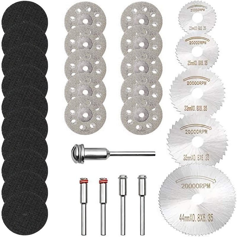 Mini-sägeblätter Und Trennscheiben Für Rotationswerkzeuge (3-mm-schaft) – 30er-pack – Für Holz, Metall, Stein Und Kunstharz – Diamant Und Hss