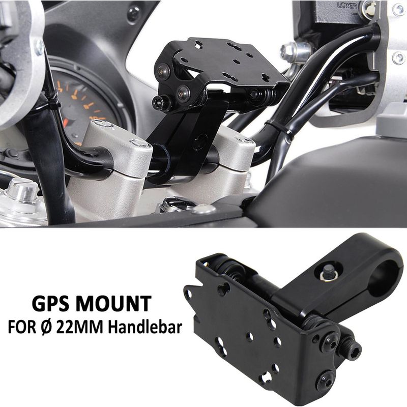 Neues Schwarzes Motorradzubehör Für Ø 22 Mm Lenker, Gps Mit Lenkerclip Und Handyhalterung.