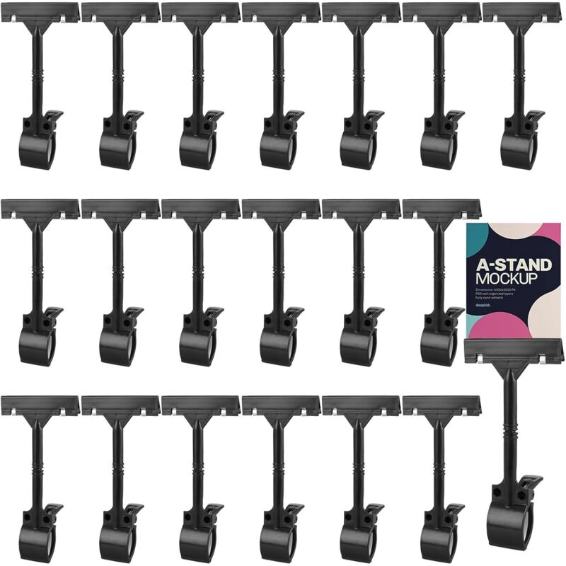 Packung Mit 20 Drehbaren Etikettenhaltern, Preisschildhaltern, Drehbaren Warenträgern Aus Kunststoff, Preisauszeichnungen, Verstellbaren Clips