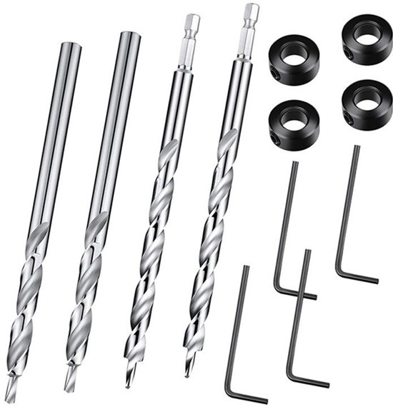 Zweistufiger Positionierbohrer, Zwei 9,5 Mm Rundschäfte + Zwei 9,5 Mm Sechskantschäfte, Verlängerter Hss Bohrer, Abgewinkelter Holzbearbeitungsbo