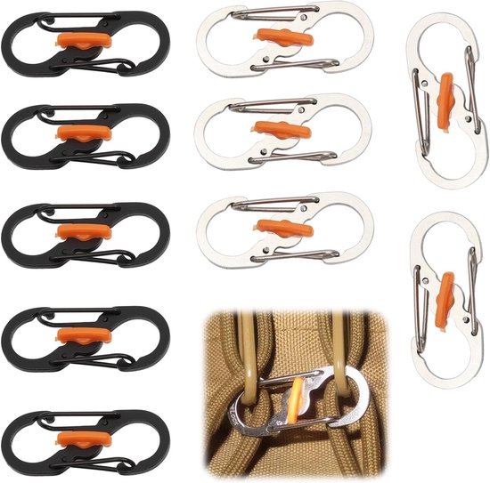 10er-pack S-karabinerhaken Kleine S-förmige Karabinerhaken Edelstahl Mini-karabinerhaken Mit Doppelsicherung Diebstahl Und Sturzschutz Für Und