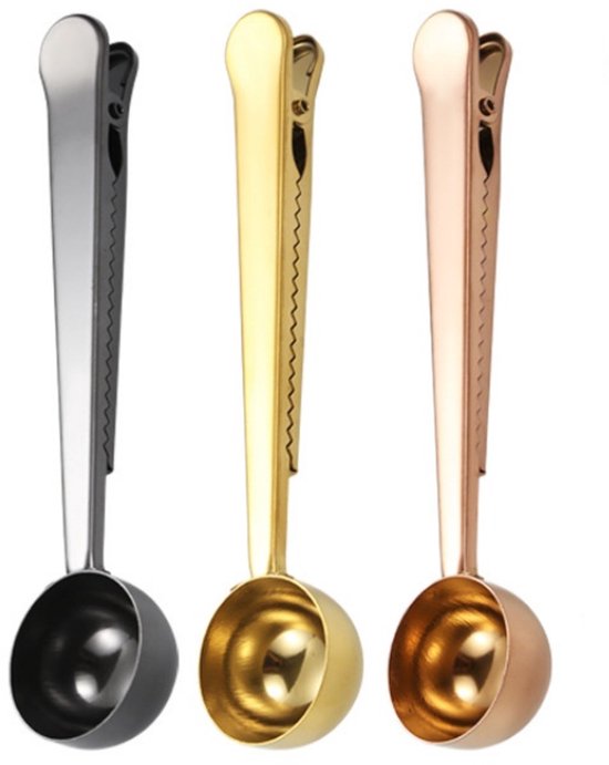 Kaffeelöffel Aus Edelstahl Kaffeelöffel Mit Clip Multifunktionaler Beutelclip Mit Langem Griff Für Tee, Kaffee, Proteinpulver, Instantgetränke, K