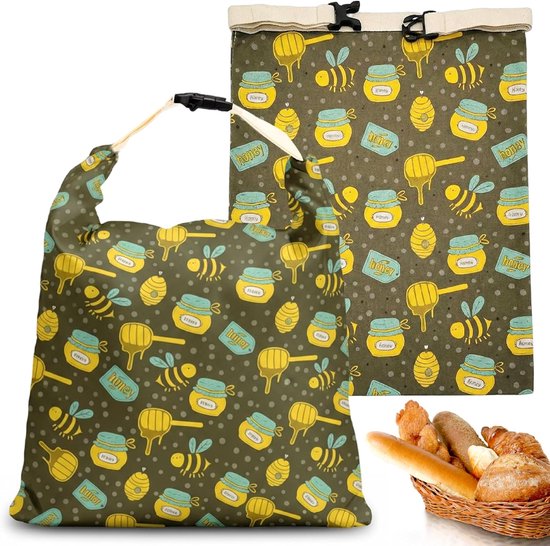 2er Pack Bienenwachs Brotbeutel Wiederverwendbare Brotbeutel 43 X 33 Cm Für Sauerteig Und Selbstgebackenes Brot Atmungsaktiv Und Waschbar Für Küc