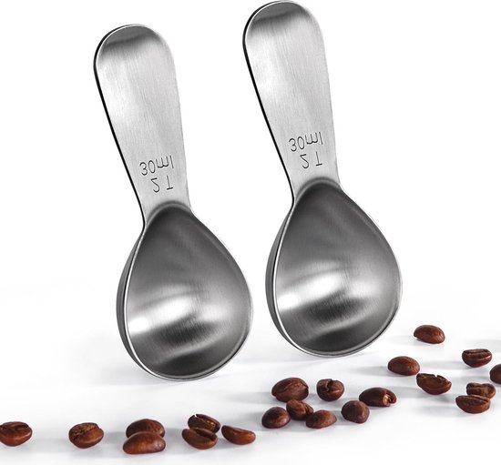 Set Mit 2 Edelstahl-kaffeelöffeln À 30 Ml – Perfekt Für Gemahlenen Kaffee, Kaffeebohnen Und Kaffeepulver