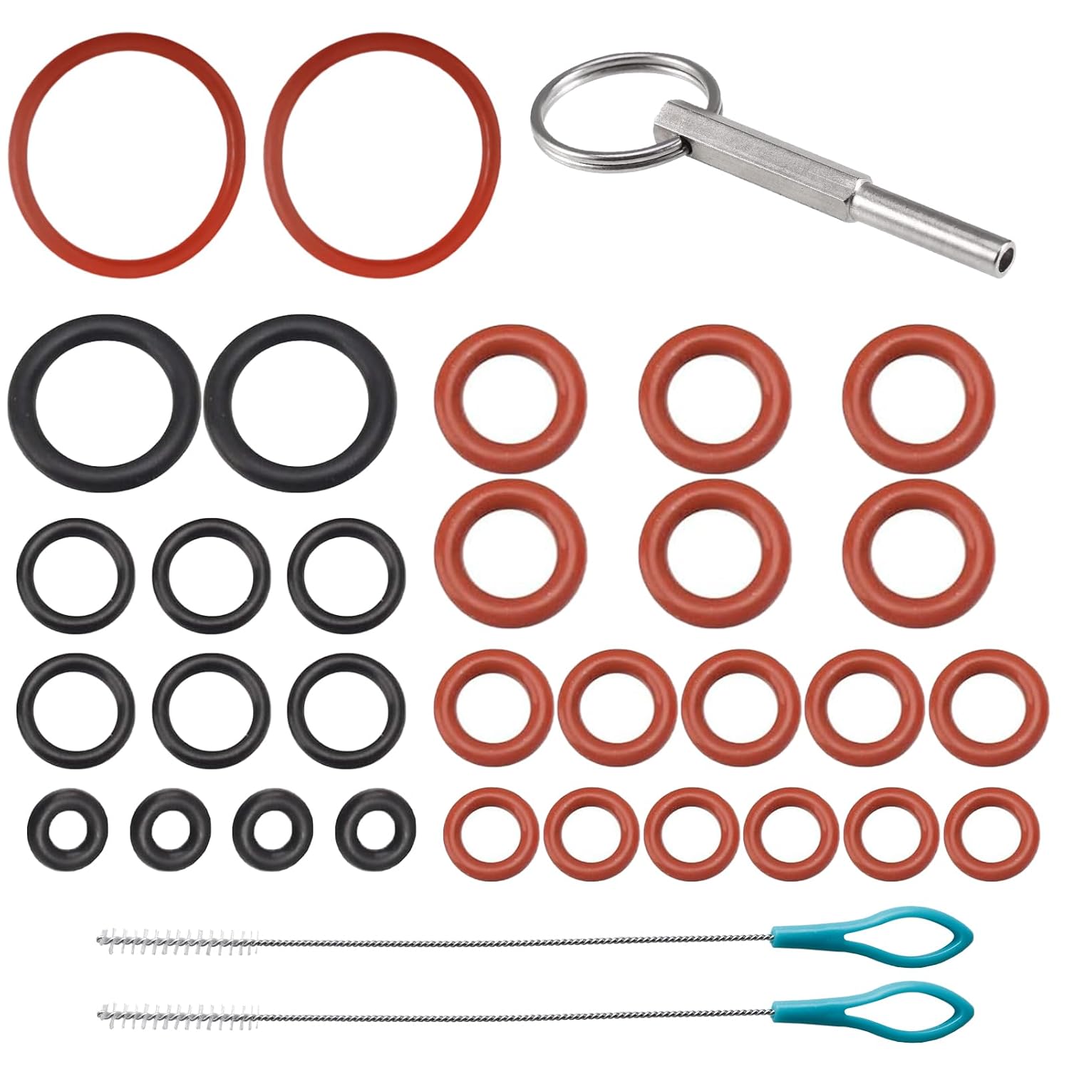 Oval Head Wrench With Key Ring For Jura 33-piece Sealing Set Dichtungsringe Ersatzteile Set Mit 2 Reinigungsbürstenset Kompatibel Für Jura Vollautomaten Kaffeeautomaten Ersatzteile