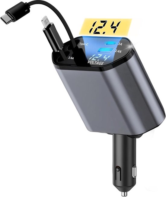 4-in-1 Usb-c-zigarettenanzünder Ausziehbares 66-w-autoladegerät Schnellladeadapter Für Zigarettenanzünder Kfz-handyladegerät Geeignet Für Iphone 16 15