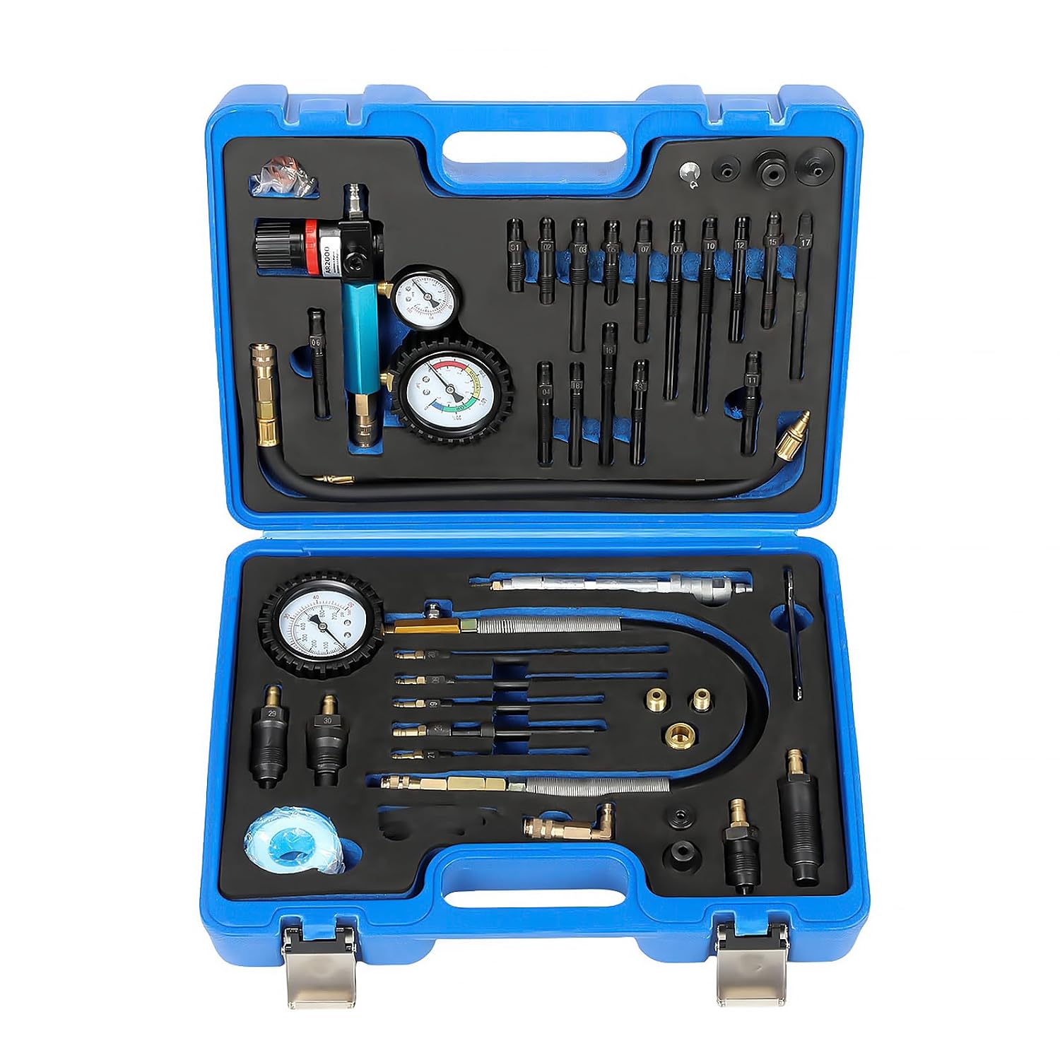 46-piece Professional Compression Tester Pressure Loss Tester, 0-50 Bar/0-725 Psi, Engine Tester For Petrol And Diesel Engines, Car Pressure Loss Tester Compression Tester