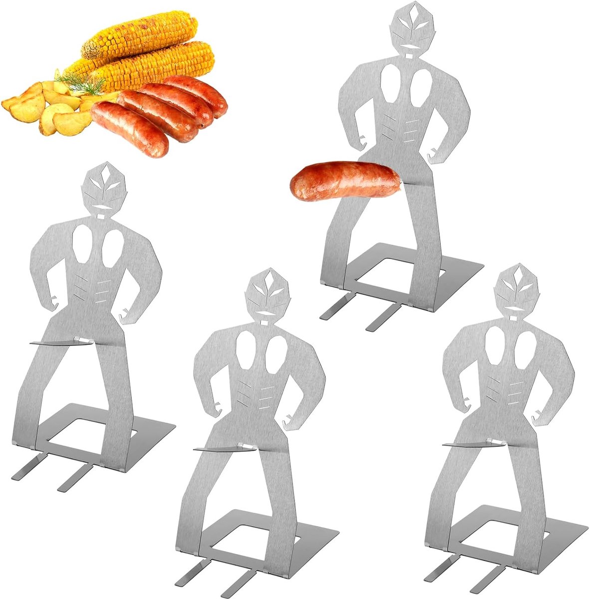 Würstchenhalter Für Den Grill – 4 Stück – Superhelden-grillrost – Lustige Hot-dog-grillhalter – Grillzubehör – Manneke-wurst – Lustige Grillgabel Für Camping, Picknicks Und Frühlingsausflüge, Grillges