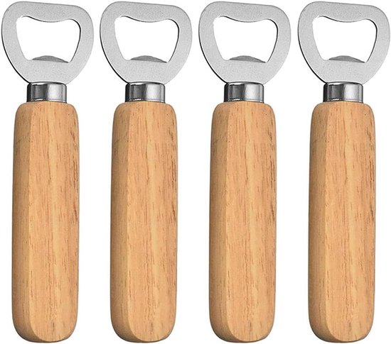 4er Set Flaschenöffner Mit Holzgriffen Personalisierte Bieröffner Für Zuhause, Küche Und Bar Geschenkidee