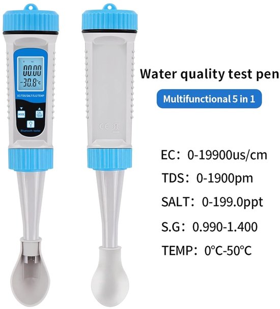 5 In 1 Bluetooth Wasserqualitätstester Tds Ph Salzgehalt Temperatur Ec Messung Hydrokultur Aquarien Schwimmbäder Wasserqualitätsdetektor