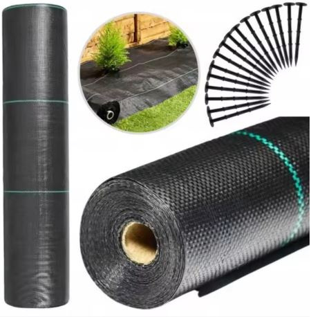 Schwarzes Agrotextil 1100 Cm X 50 M Uv 135 G Unkrautschutz-agrotextil + Verankerungen