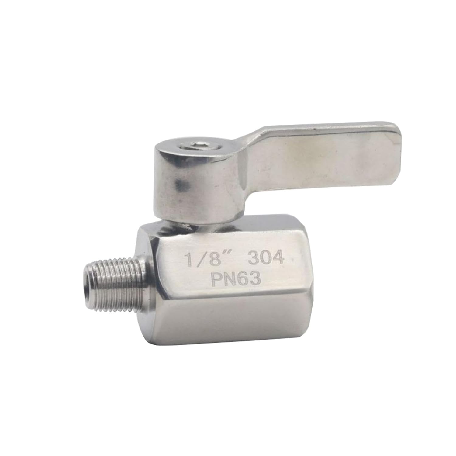 Dn6 1/8 Inch Ball Valve, Stainless Steel Mini Ball Valve, Npt, Female Thread, Male Thread, Shut-off Valve, Pack Of 1