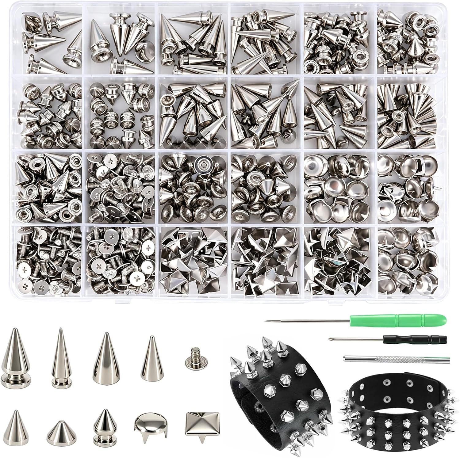 Set Mit 600 Schraubnieten, Inklusive Werkzeug Für Lederarbeiten Und Diy-nieten-set Für Punk-kleidung, Taschen, Lederarmbänder, Schuhe, Mäntel Und Handschuhe.