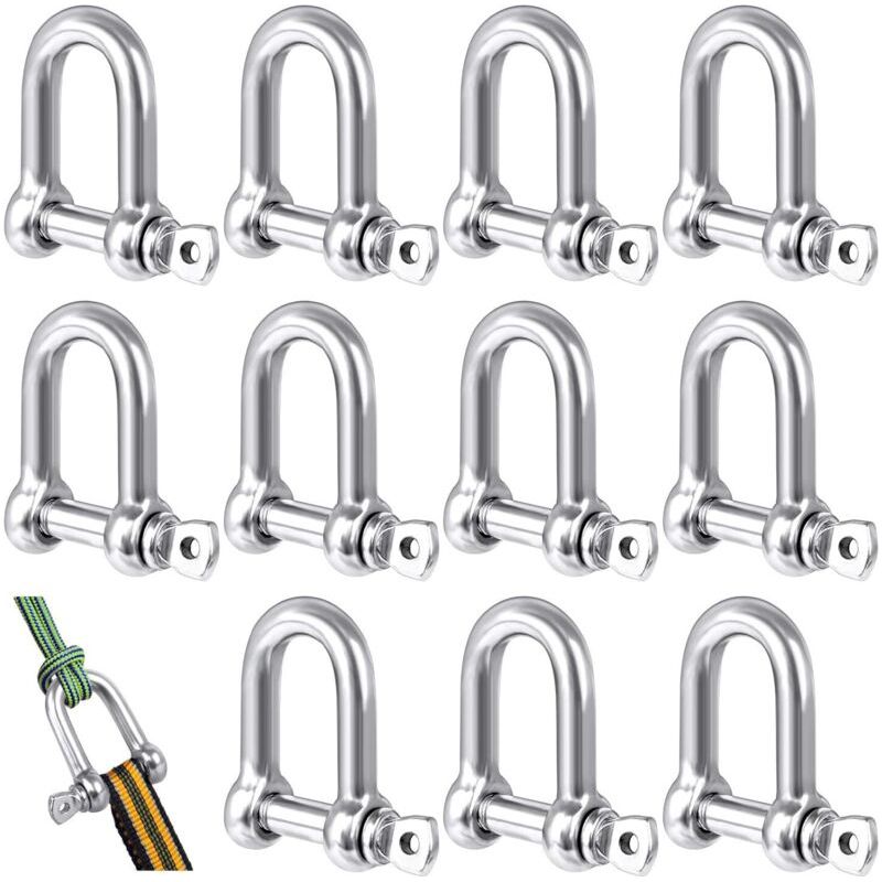 0–12 Stück Edelstahl-d-schäkel Für Bergsteigen/wandern/ankerketten/segeln Und D-ring-schäkel. Hergestellt Aus Edelstahl 304, Edelstahlschäkel Mit Einer Maximalen Traglast Von 160 Kg (m5).