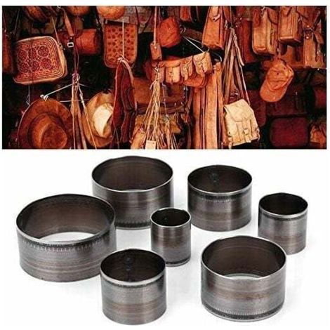 Set Mit 7 Manuellen Hohllederstanzen Mit Kreisförmiger Stanzform Und Werkzeugen