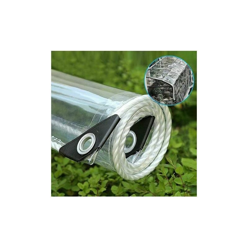 0 – Transparente Schutzplane 2 X 2 M – 0,35 Mm Pvc 360 G/m² – Wetter- Und Uv-beständig – Ösen Alle 50 Cm