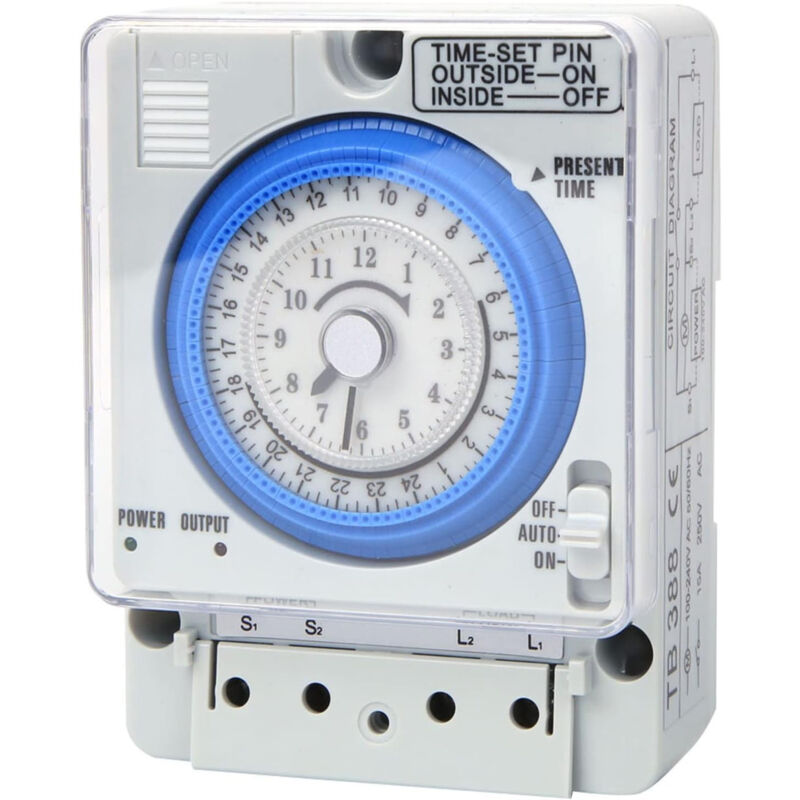 Rowythk – 24-stunden-analoguhr Für Din-schienenmontage – Mechanischer 16-a-timer – 15-minuten-programmierung – 100–240 V Wechselstromversorgung – Maximale Belastung: 3500 W