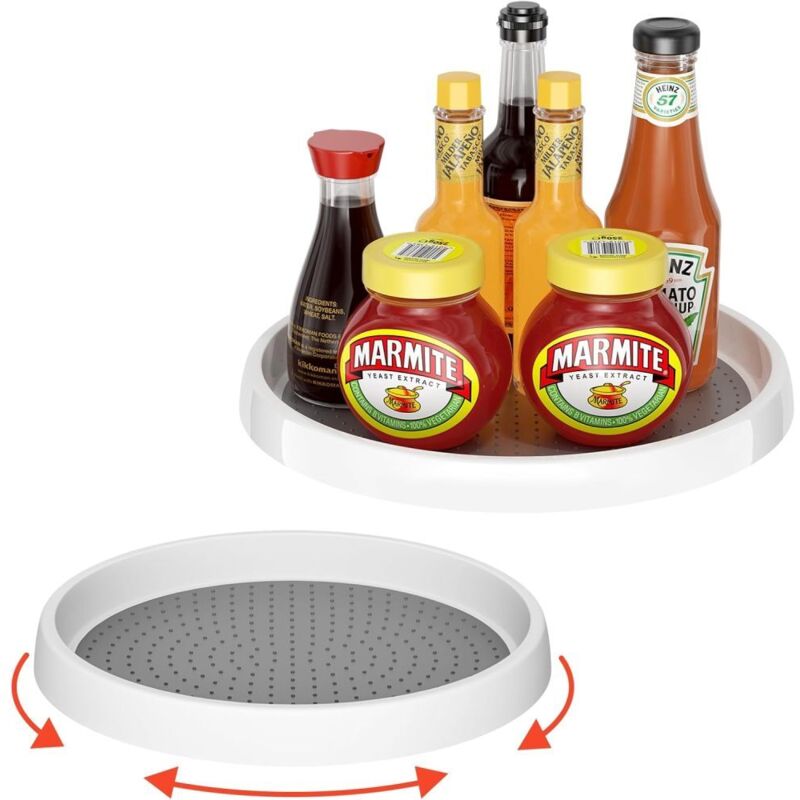 Rowoythk – Drehbarer Gewürzständer Aus Kunststoff – 360° Drehbar – Edelstahl 304 – Aufbewahrung Für Küche Oder Bad – 25 X 2 Cm