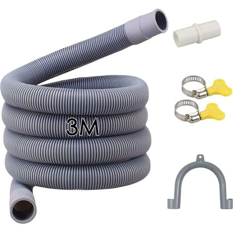 M Langer Waschmaschinenschlauch, Ablaufschlauchverlängerung, Ablaufschlauch Für Waschmaschine, Mit Ablaufschlauchanschluss Und 2 Schlauchschellen, Für Waschmaschine, Geschirrspüler Und Trockner (3 M)