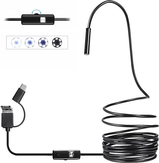 3 In 1 Usb Endoskop Wasserdichtes Industrieendoskop Mit Hd Kamera Beleuchtete Endoskopkamera Für Android Und Ios Smartphones, Iphone, Ipad, Samsu