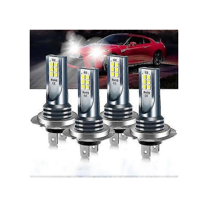Set Mit 4 H7 Led-scheinwerferlampen, Abblend- Und Fernlicht, 120 W, 60.000 Lm, Ultrahell, 6000 K Weiß
