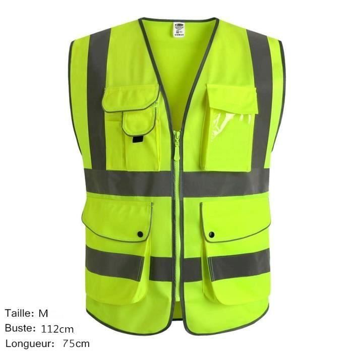 Gelbe Weste, 9 Taschen, Warnweste Der Klasse 2 Mit Reflektierenden Streifen - Unisex (m)