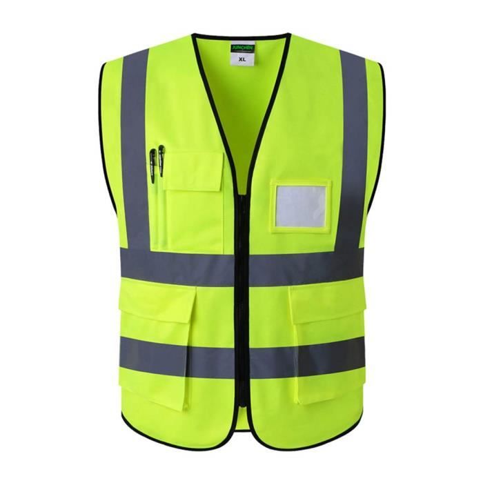 Warnweste, Warnweste Mit Reißverschluss Und Taschen (xl, Gelb)