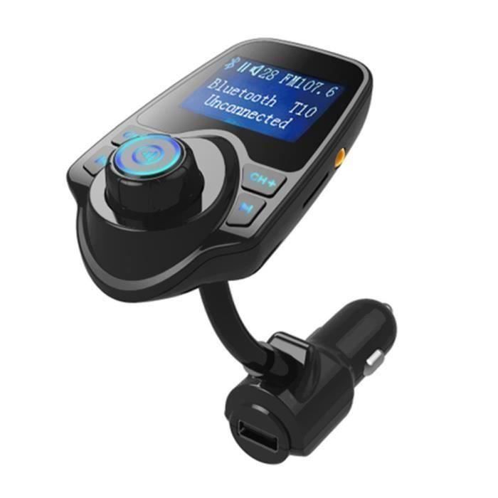 T10 Bluetooth Fm-transmitter, 1,44-zoll-lcd-bildschirm, Freisprech-usb-ladegerät-set Für Das Auto Mit Usb-anschluss Und Tf-kartensteckplatz (aa70615)
