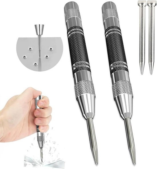 Automatischer Körner Mit 2 Ersatzspitzen Für Metall, Holz, Glas Und Stahlplatten – 130 Mm X 12 Mm, Präzisionswerkzeug Für Diverse Arbeiten