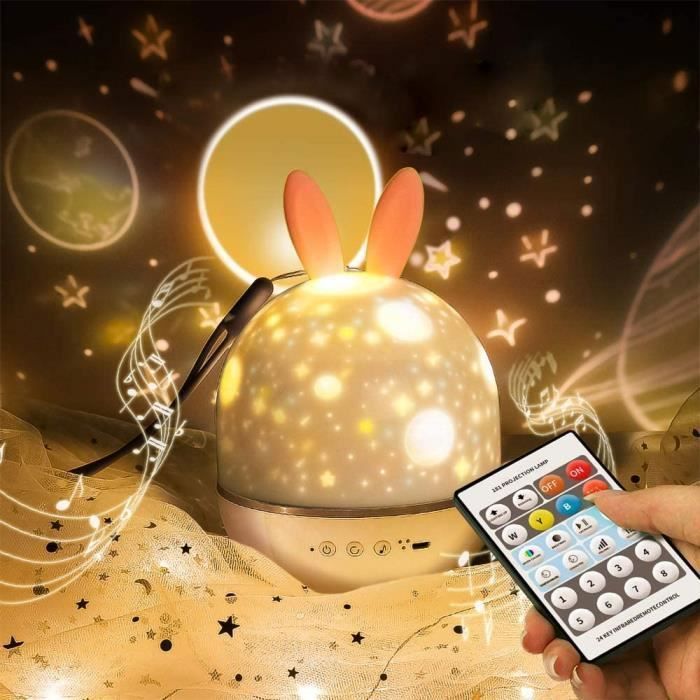 Bluetooth-nachtlichtprojektor Für Babys, Led-nachtlicht Für Kinder, Musikalische Und Leuchtende Lampe Mit 360°-drehung, Als Geschenk Oder Zum Geburtstag Geeignet