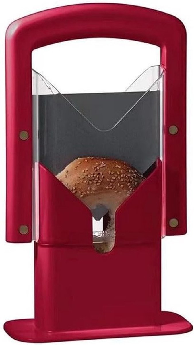Bagelschneider Für Bagels Sicherer Griff Schutzschild Bagelschneider Aus Edelstahl Universalschneider (rot)