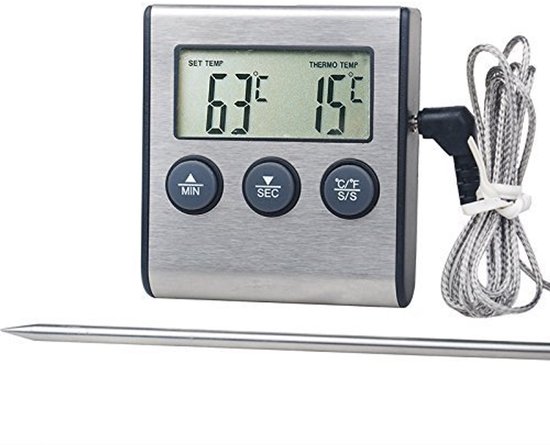 Digitales Küchenthermometer – Fleischthermometer – Thermometer – Ofenthermometer – Küchenthermometer – Abs – Silber