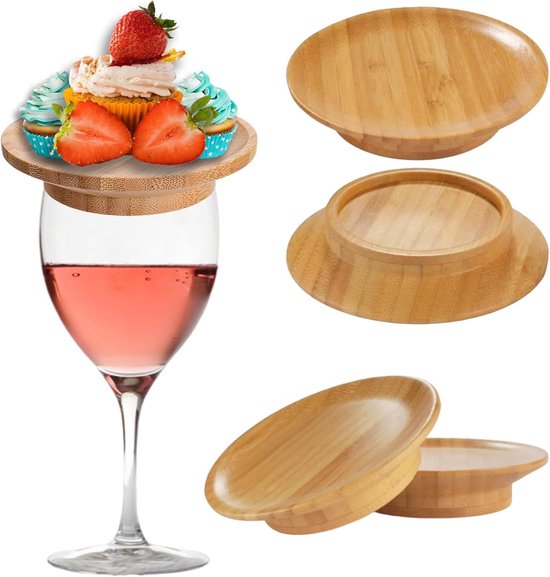 Bambus Weinglas Charcuterie Aufsatz Mini Charcuterie Bretter Für Weingläser Nachhaltige, Natürliche Holzkonstruktion Perfekter Snackhalter Für Pa