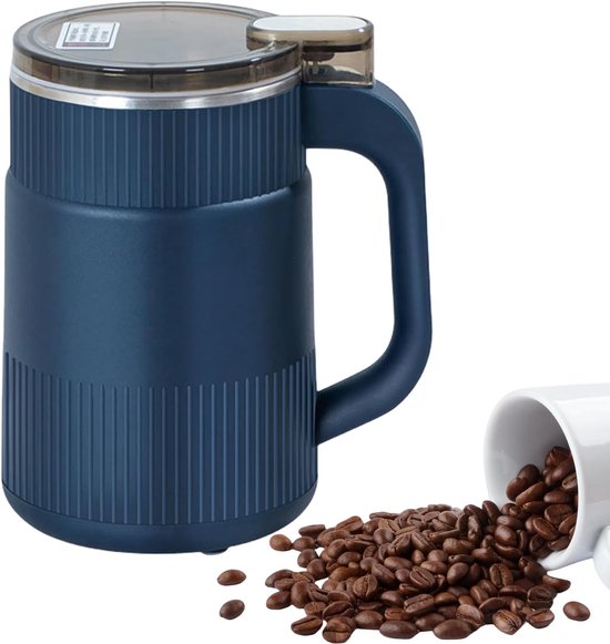 Kaffeemühle Aus Stahl 14 5 X 14 5 X 17 Cm Leise Elektrische Mühle Für Kaffeebohnen Und Gewürze Kompaktes Design Einfache Bedienung Motor Geeignet Blau