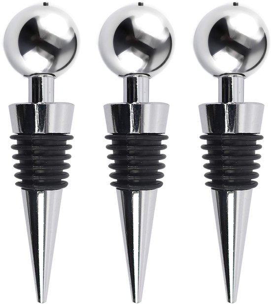 Dailygoods Vakuum Weinverschluss 3er Set Flaschenverschluss Aus Edelstahl Flaschenverschluss Aus Chrom Küchenzubehör Barzubehör Flaschenverschlus