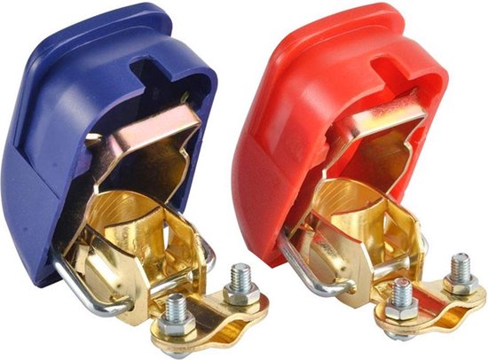 Batterieklemmen Set Schnellverschluss 18 Bis 19 Mm 2 Stück Pluspol (+) Und Minuspol ( ) Roter Und Schwarzer Kunststoffschutz Batterieklemmen Set