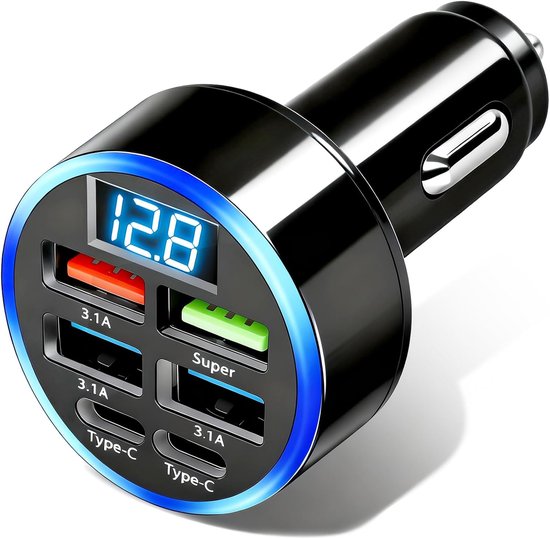 Usb-zigarettenanzünder-ladegerät 6 Anschlüsse 50-w-schnellladegerät Fürs Auto Dual-usb Mit Usb-c Und Usb-a Schnellladegerät Für Smartphones Im 0 16 15
