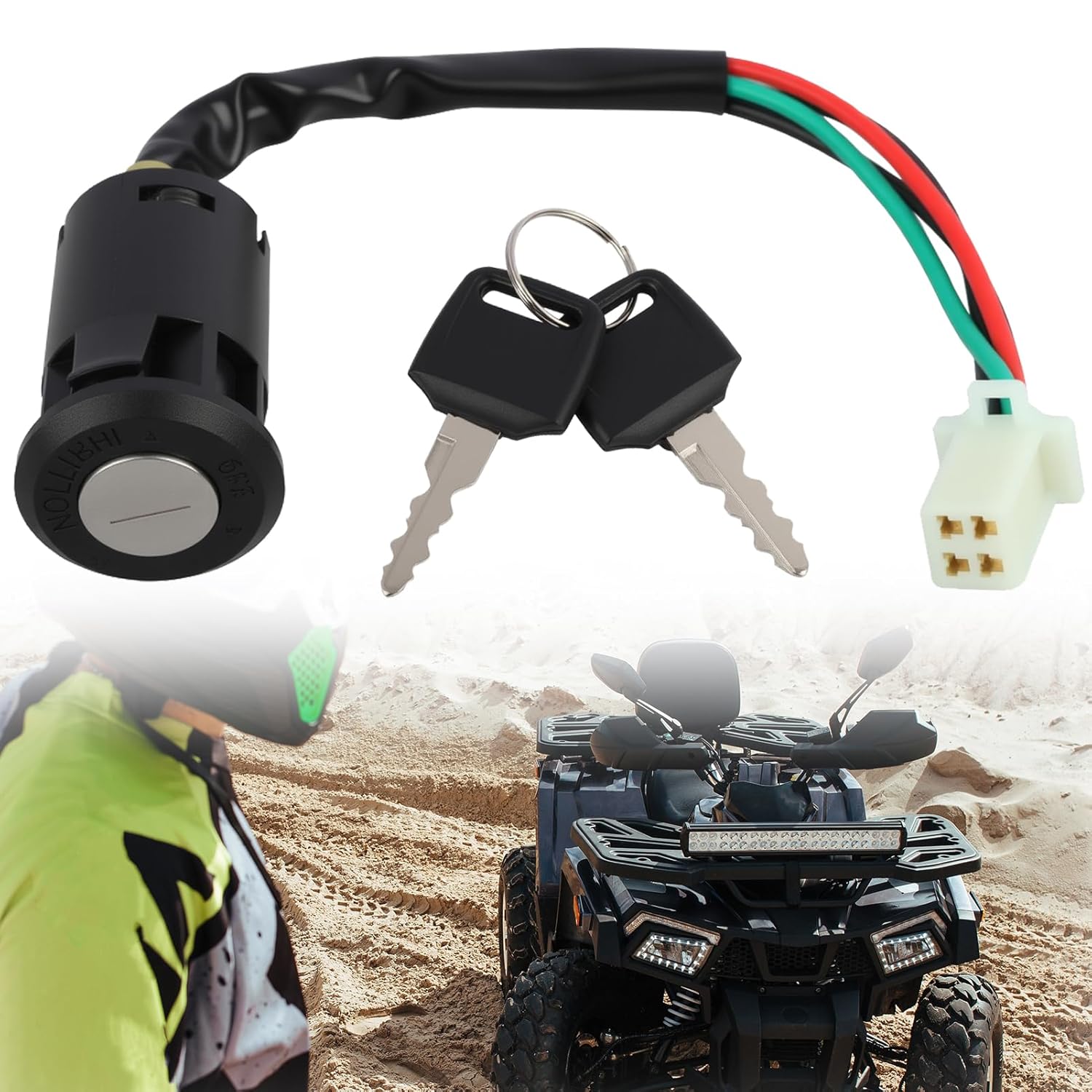 4-adriger Motorradzündschalter, Kompatibel Mit Fahrzeugen Von 50 Cm³ Bis 250 Cm³, Geeignet Für Atvs, Quads, Dirtbikes Und Elektroroller, Einfache Installation, Langlebig
