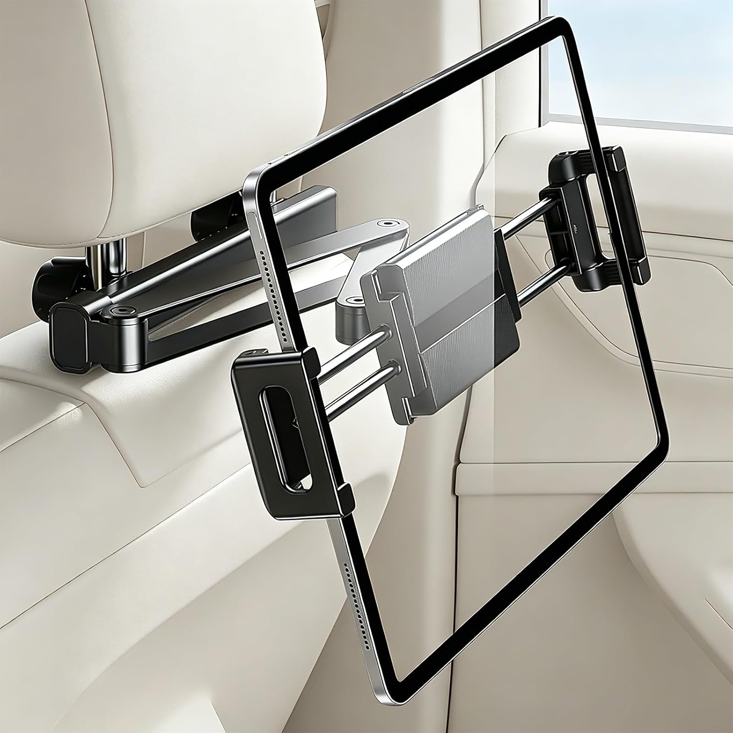 Tablet-halterung Fürs Auto, 360° Drehbare Ipad-halterung Fürs Auto, Faltbarer Verlängerungsarm, Kompatibel Mit Ipads Von 5,5 Bis 12 Zoll, Samsung, Iphone 13/14/15/16/17