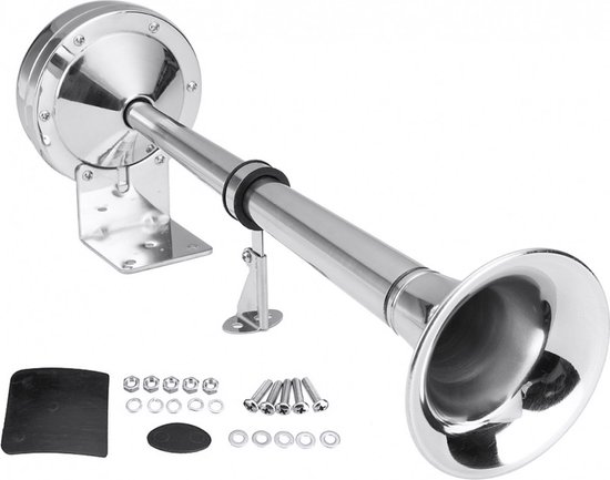 Schiffshorn Aus Edelstahl Elektrisches Schiffshorn 130 Db 12 V 40 Cm Für Boote, Autos Und Lkws Silber