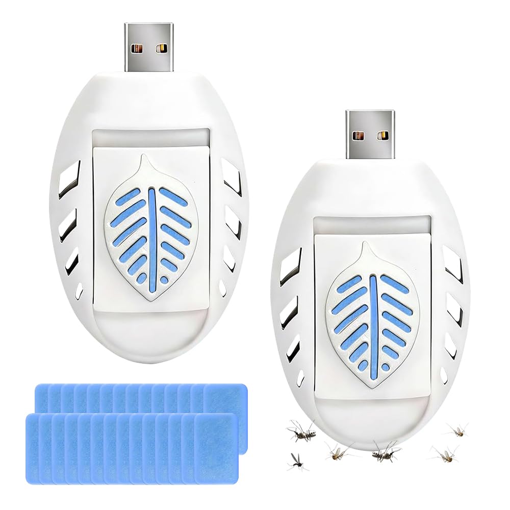 Mosquito Plug, Pack Of 2 Portable Usb Electric Mosquito Repellent Killer With 120 Mosquito Repellent Tablets, Electric Mosquito Repellent Socket, For Summer Children's Room, Indoor And Outdoor Use In