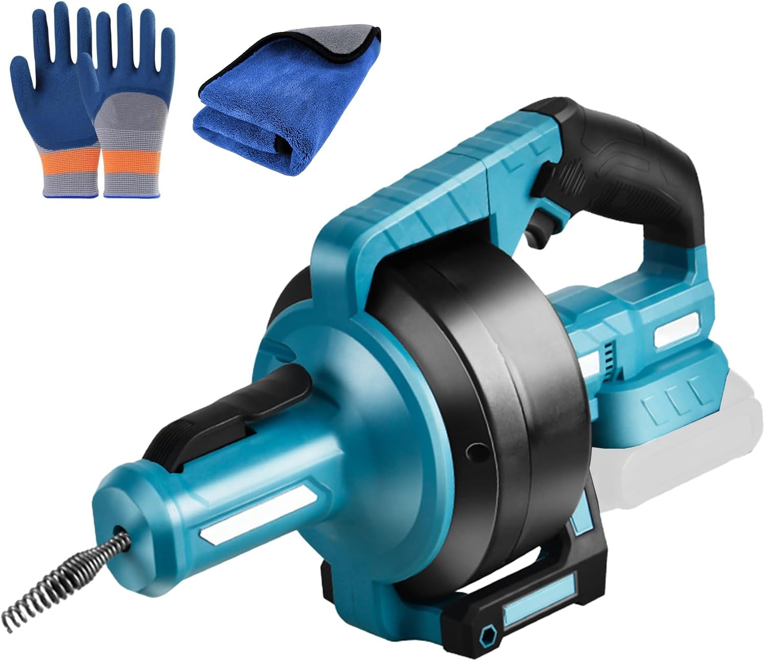Battery Pipe Cleaning Machine For Makita Battery, Electric Pipe Cleaning Spiral Drain Cleaner For Diameter 20-75 Mm Kitchen Bathroom Toilet Pipe Line With 7 M Automatic Retractable Steel Spiral Cable
